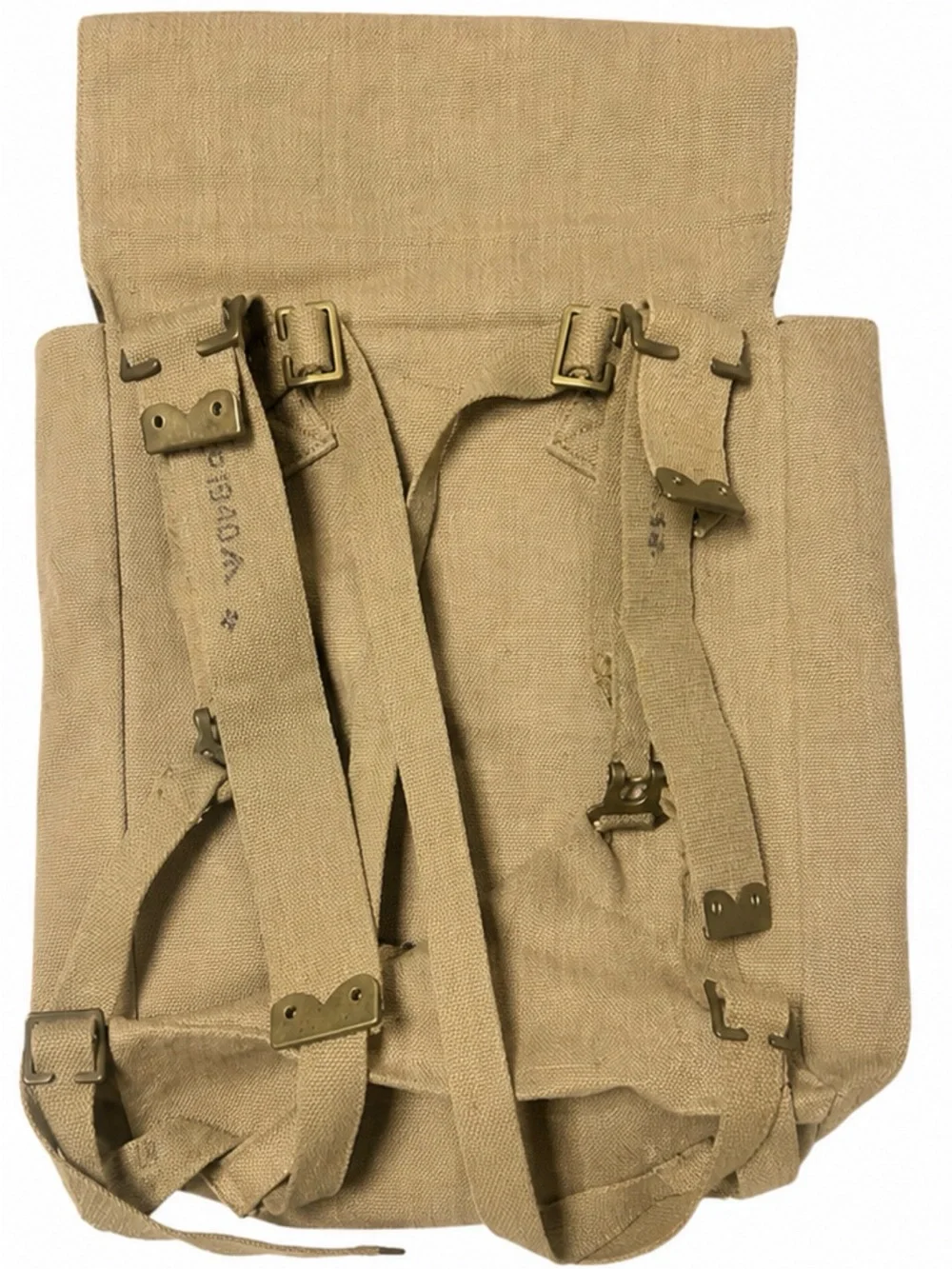 Vintage Military Khaki Canvas Rucksack Field Backpack